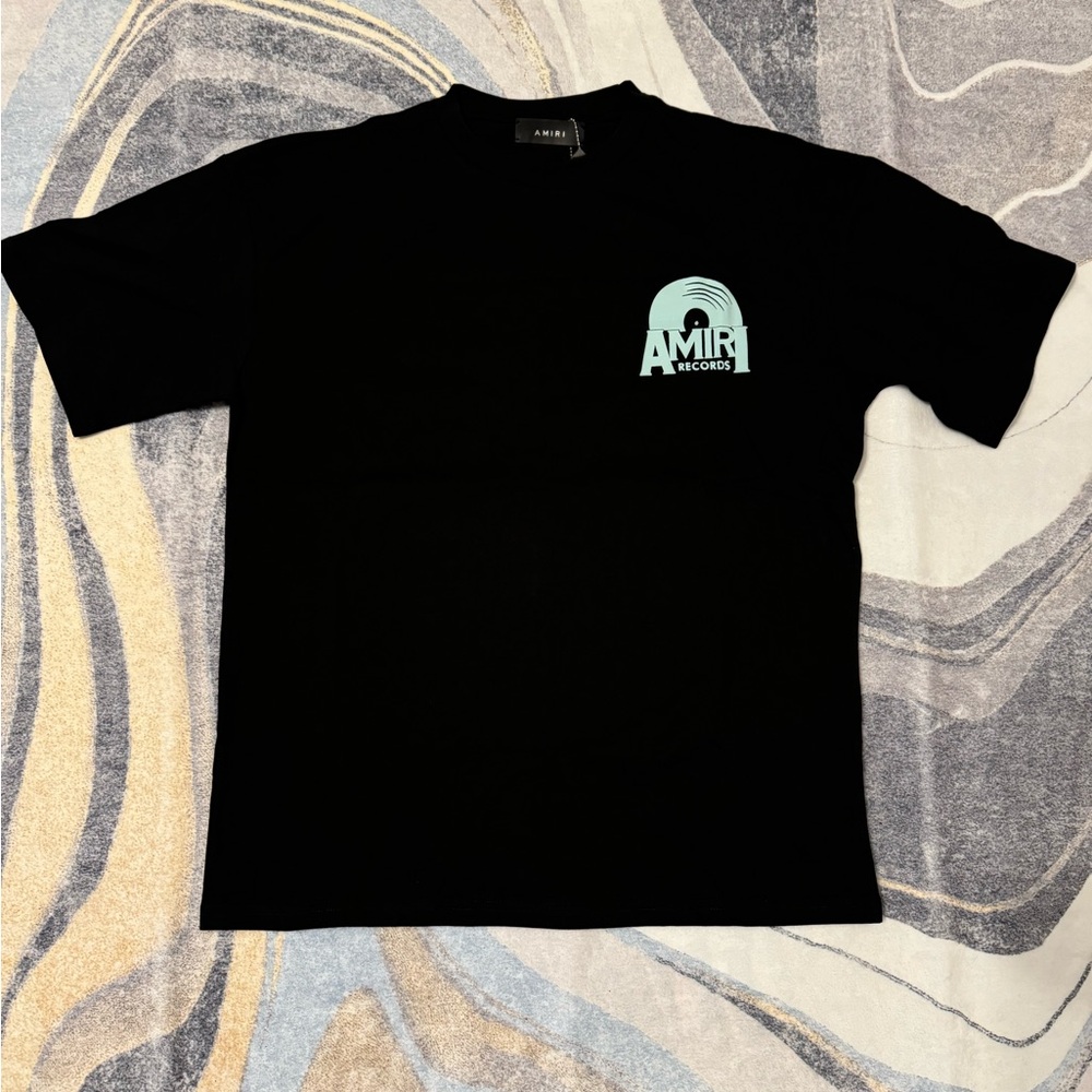 Amiri Records Logo Black Tee Mens Size Large